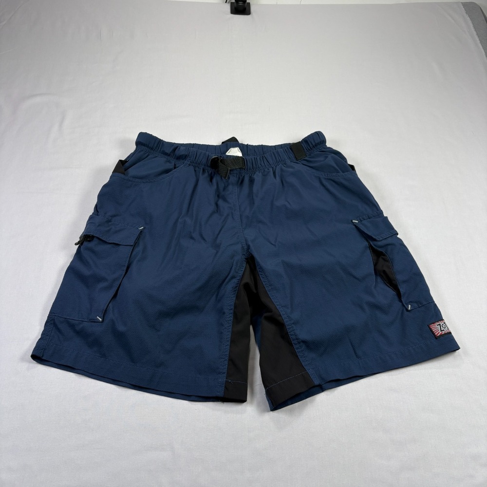 Zoic Shorts Mens XL Blue Mountain Biking Padded‎ Belted Cycling Stretch Outdoor